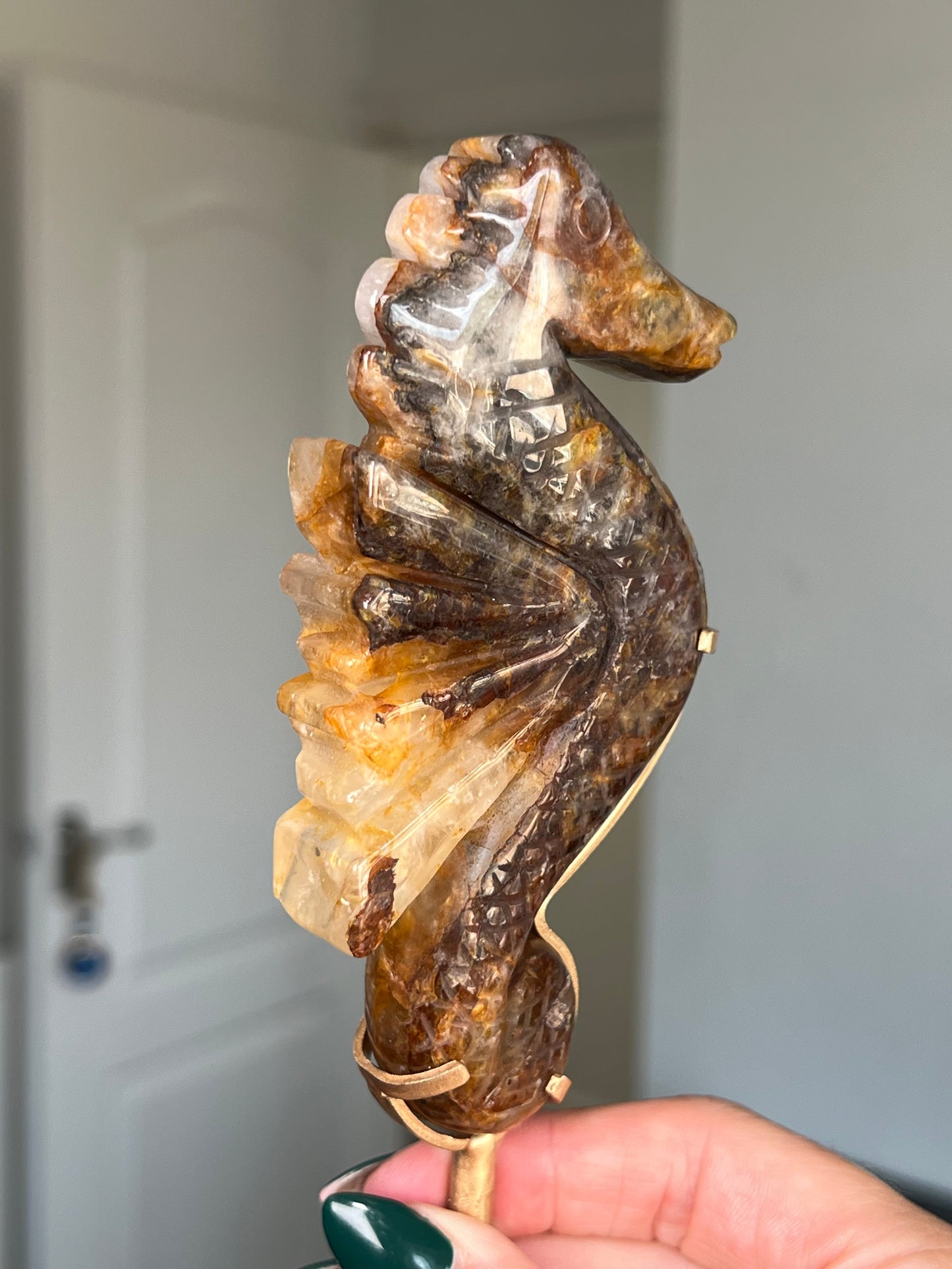 Golden Healer Seahorse On Gold Stand