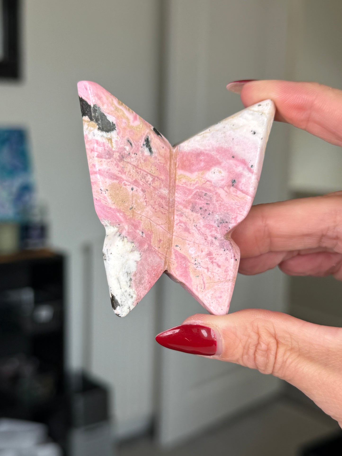 Peruvian Rhodonite Butterfly With Stand