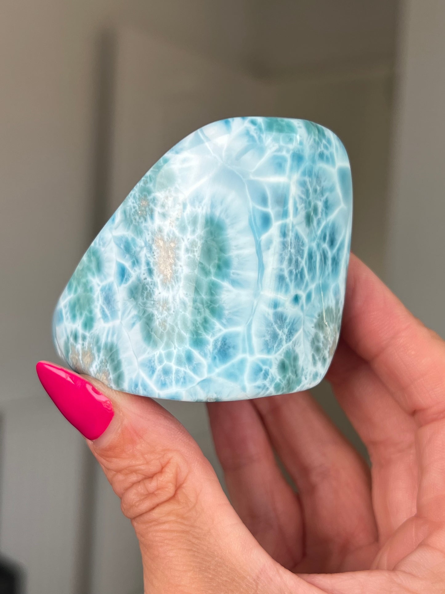 Larimar Core On Glass Stand