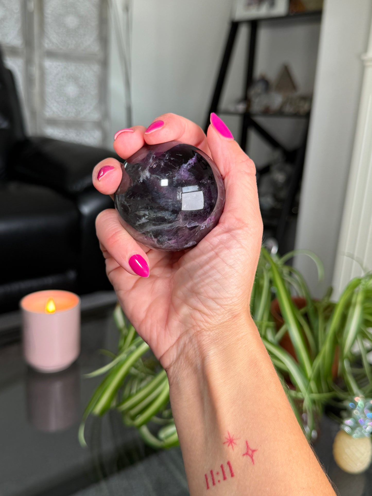 Purple & Green Fluorite Sphere