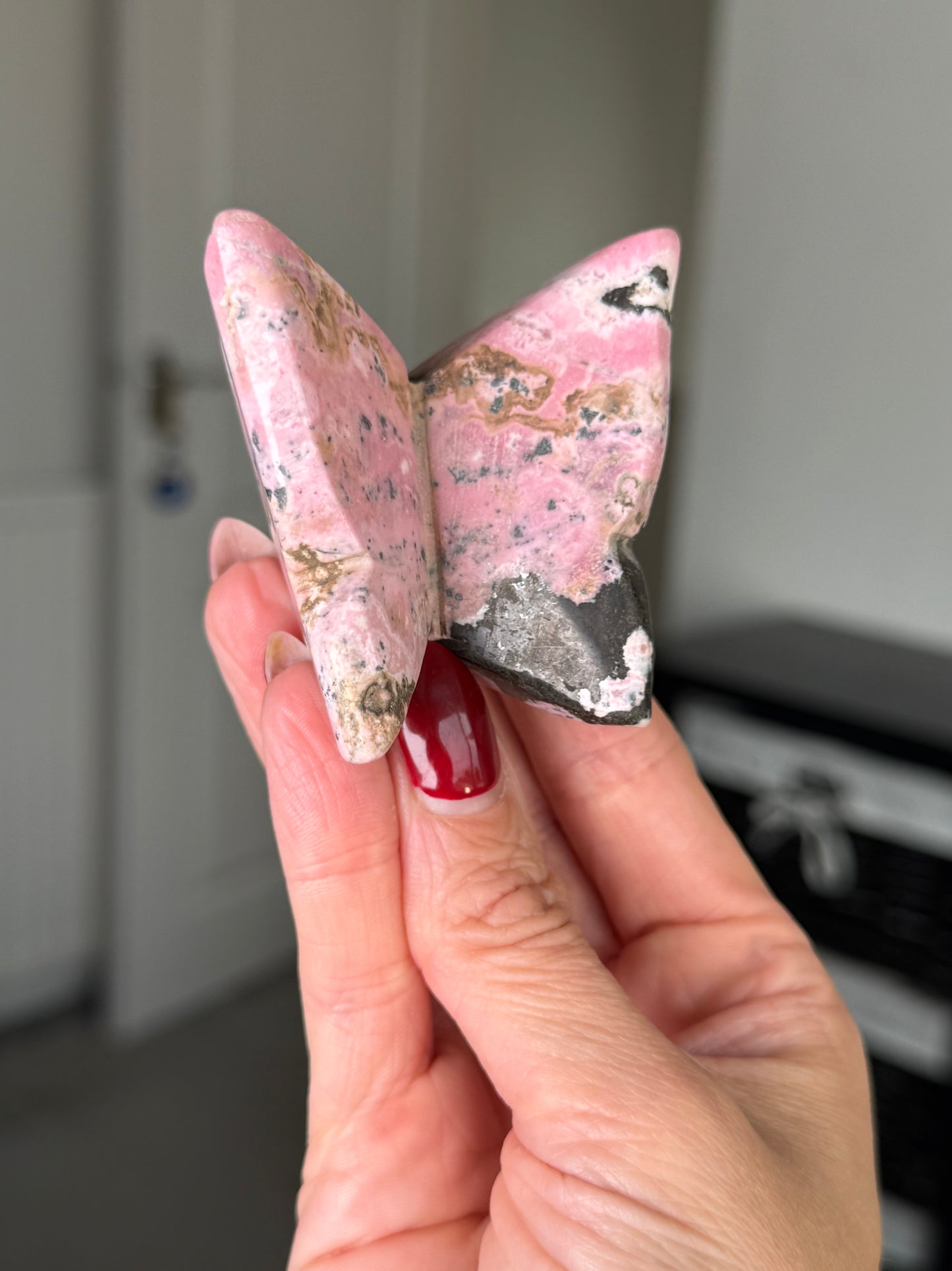 Peruvian Rhodonite Butterfly With Stand