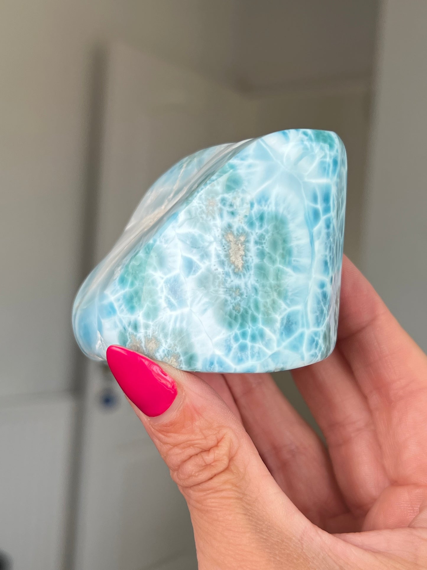 Larimar Core On Glass Stand