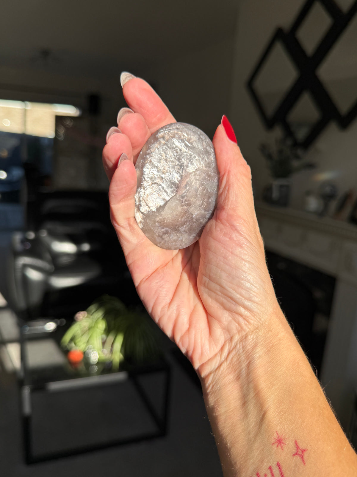 Gem Lepidolite Palm