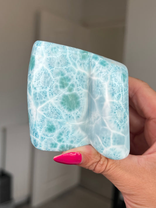 Larimar Core On Glass Stand
