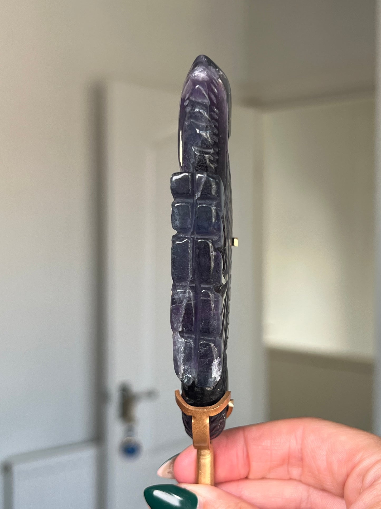 Fluorite Seahorse On Gold Stand