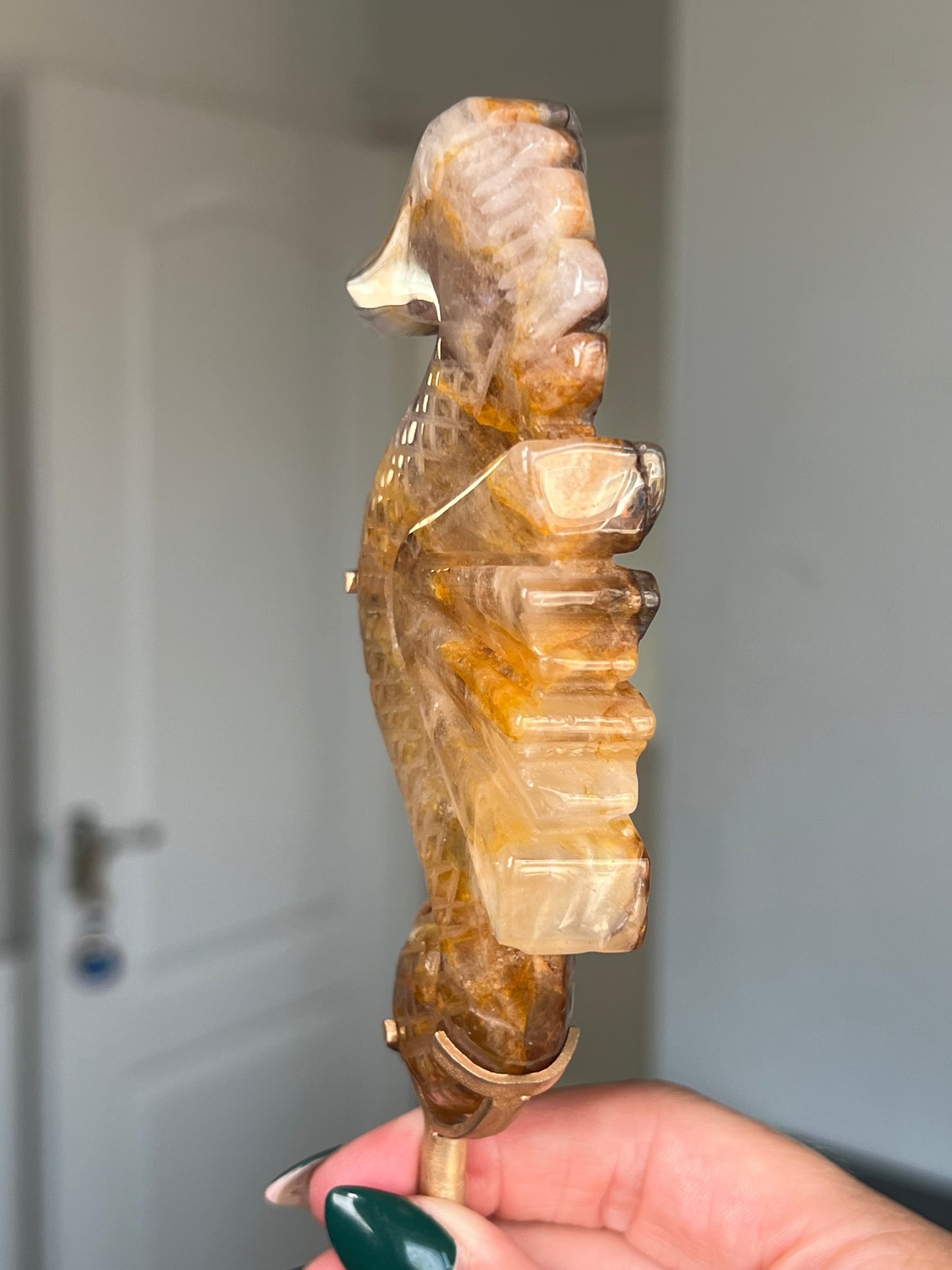 Golden Healer Seahorse On Gold Stand