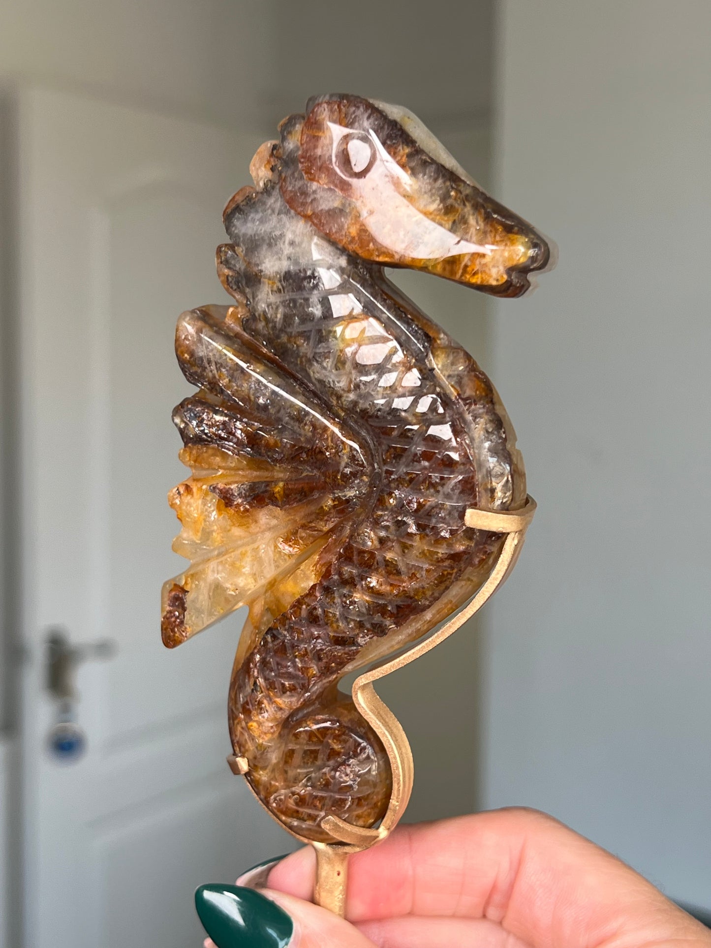 Golden Healer Seahorse On Gold Stand