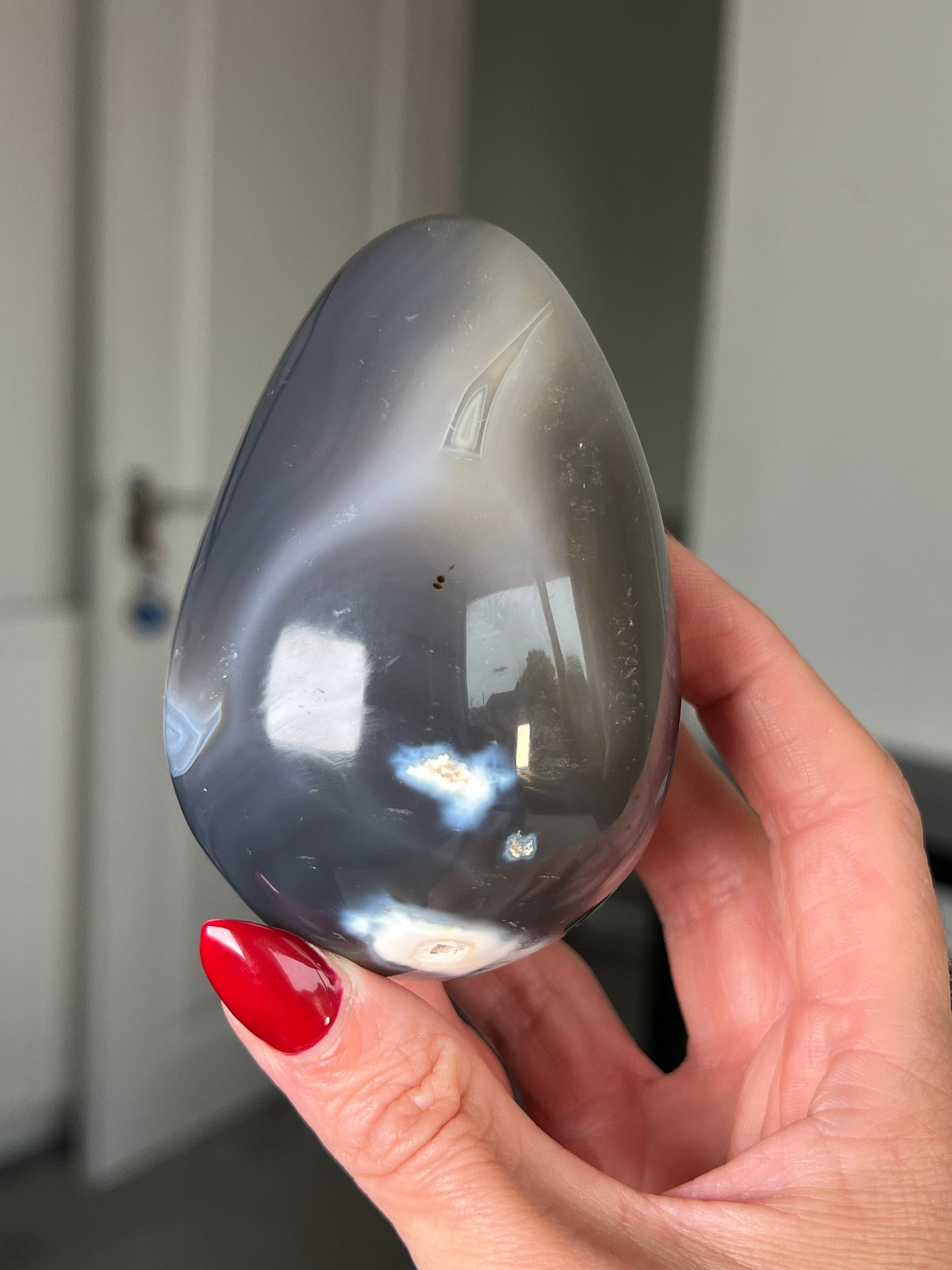 Orca Agate Egg With Stand