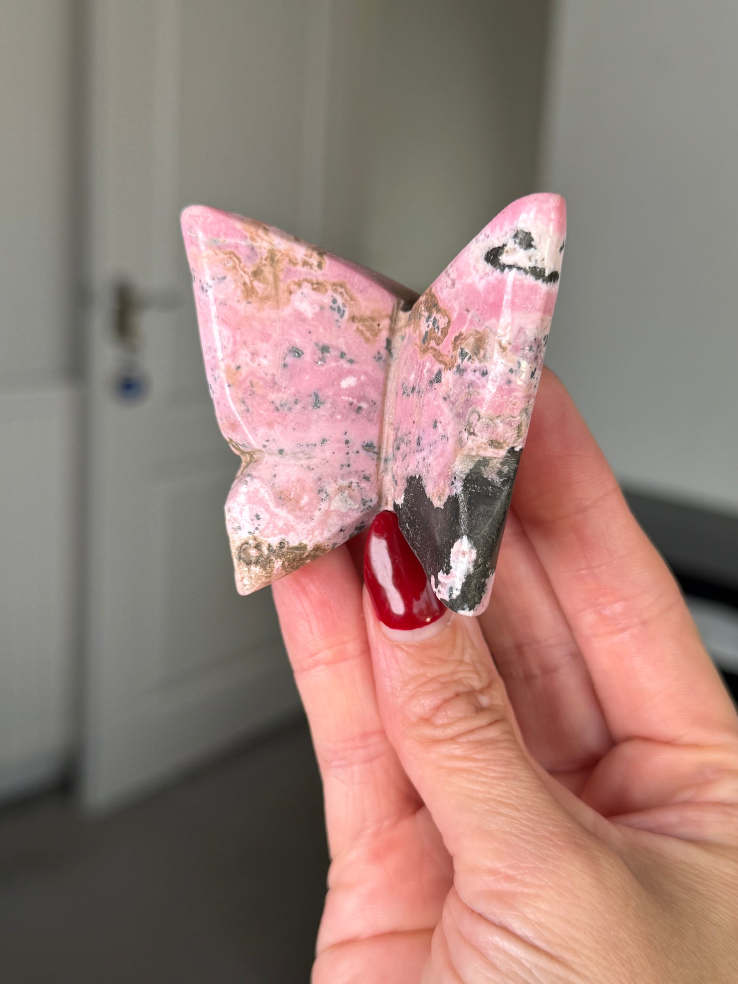 Peruvian Rhodonite Butterfly With Stand