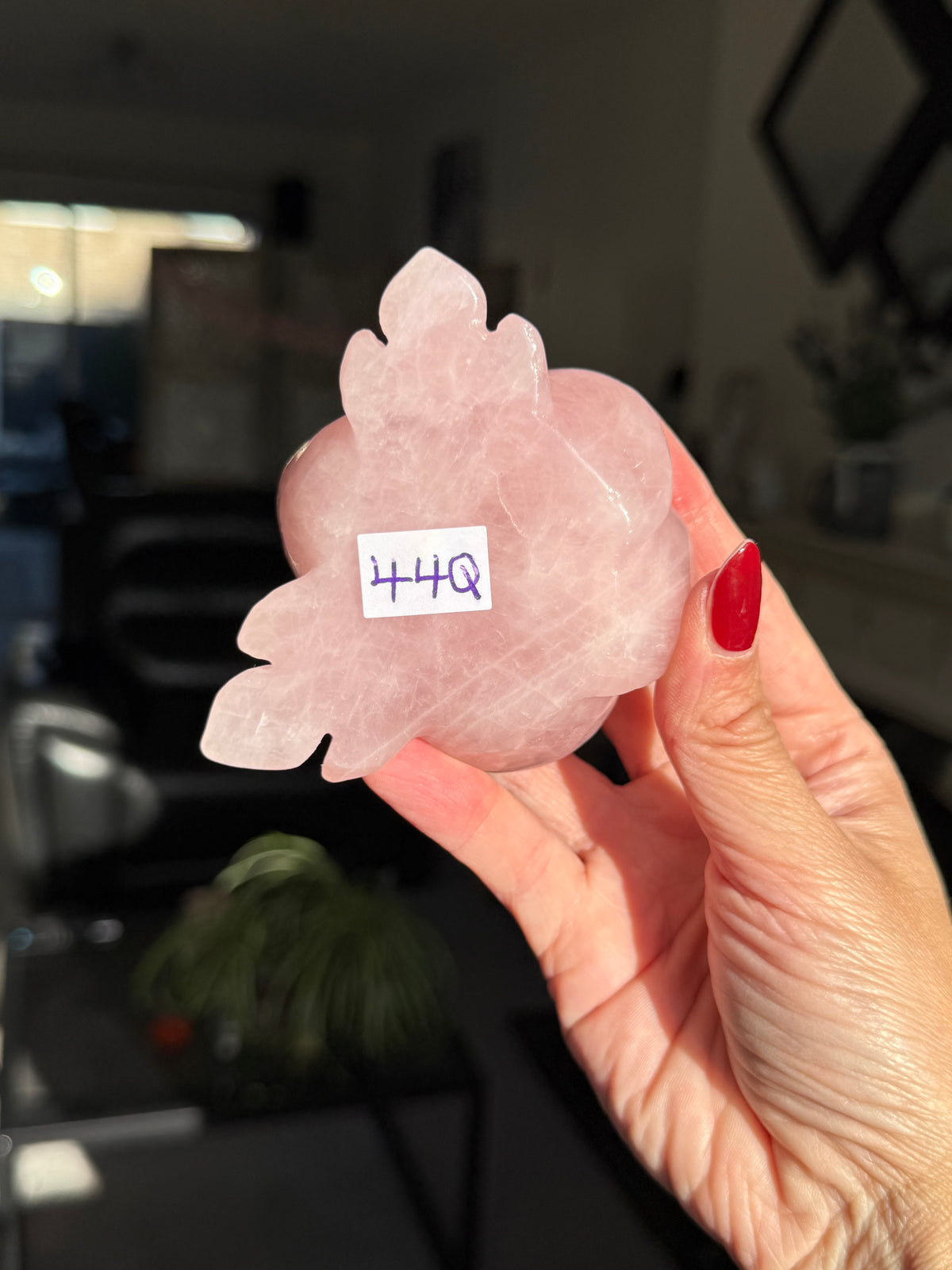 Rose Quartz Rose With Raindrop