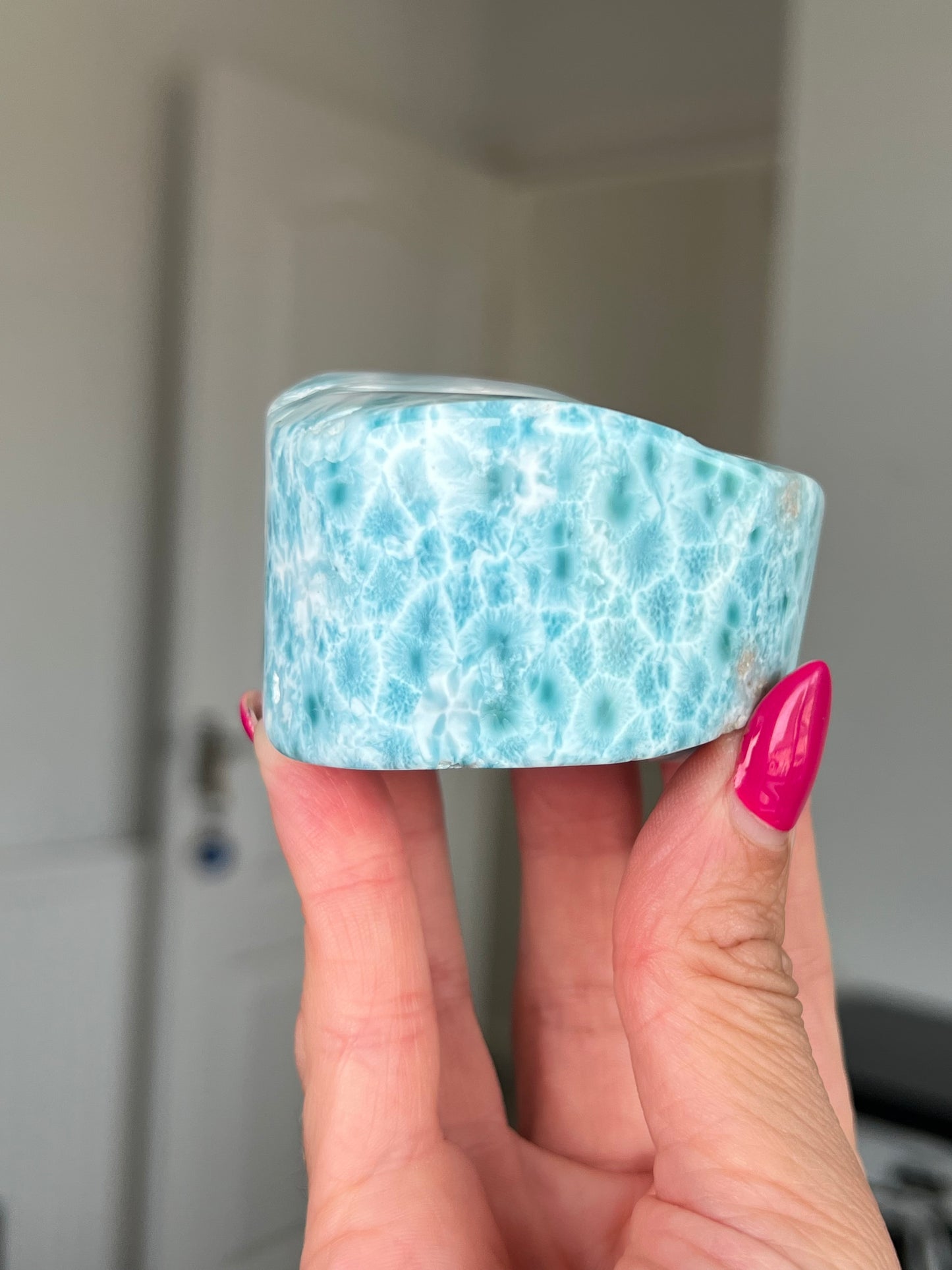 Larimar Core On Glass Stand