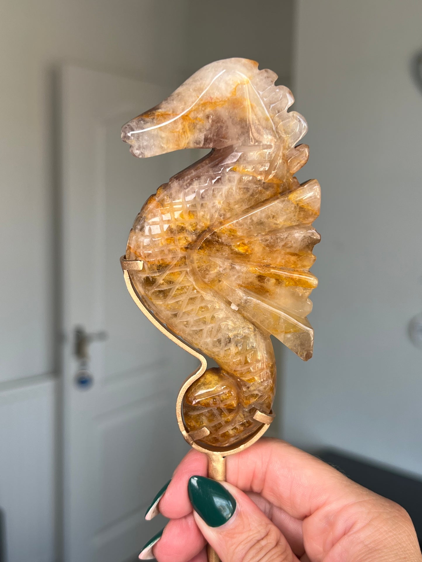 Golden Healer Seahorse On Gold Stand