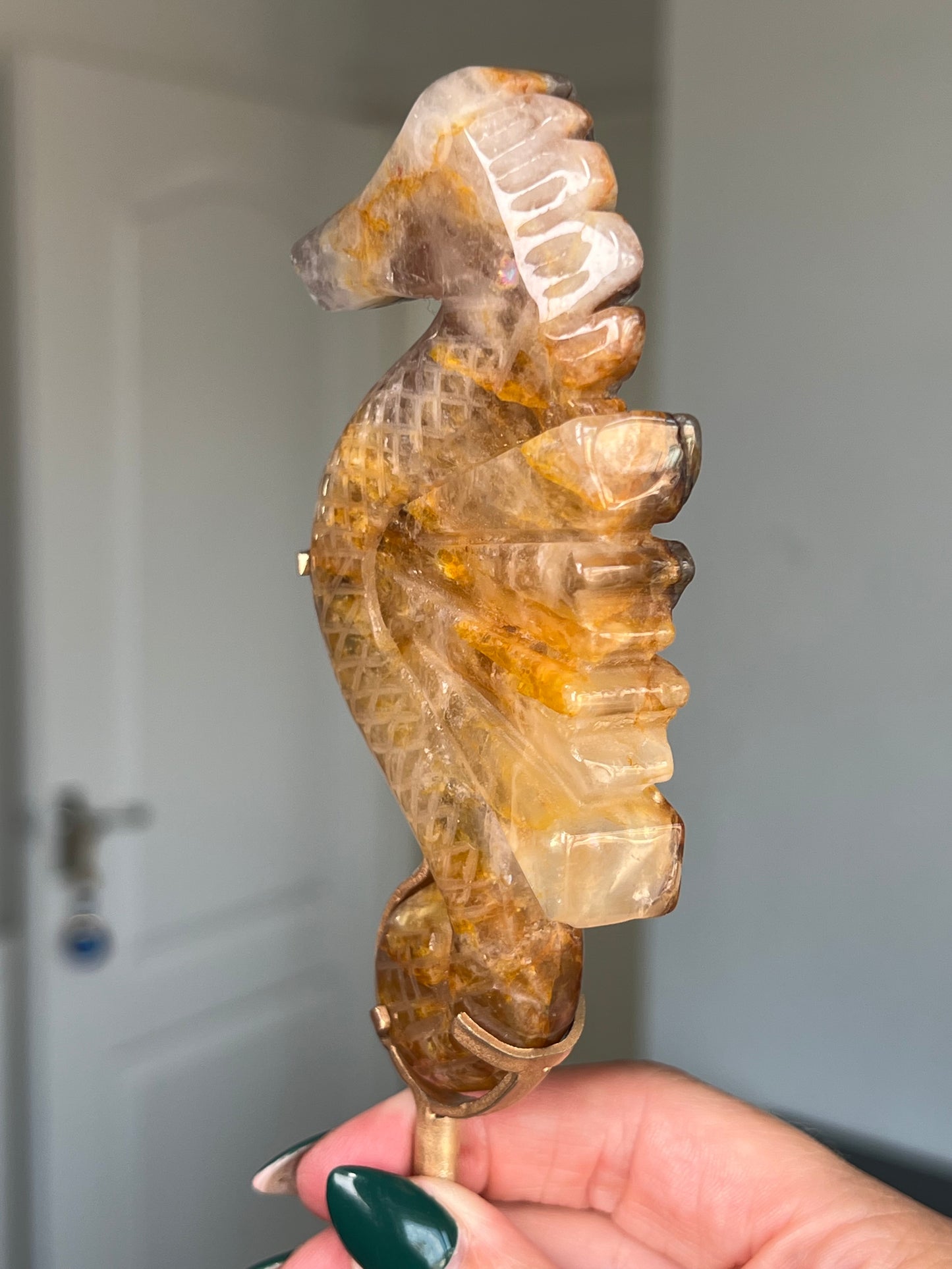Golden Healer Seahorse On Gold Stand