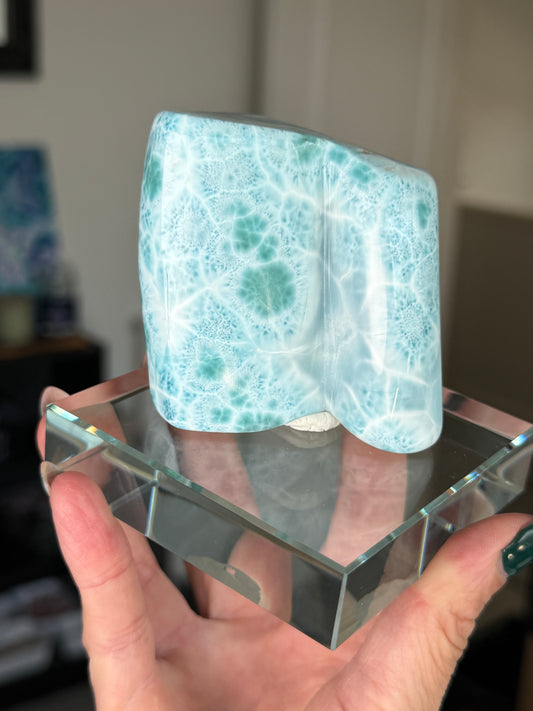 Larimar Core On Glass Stand