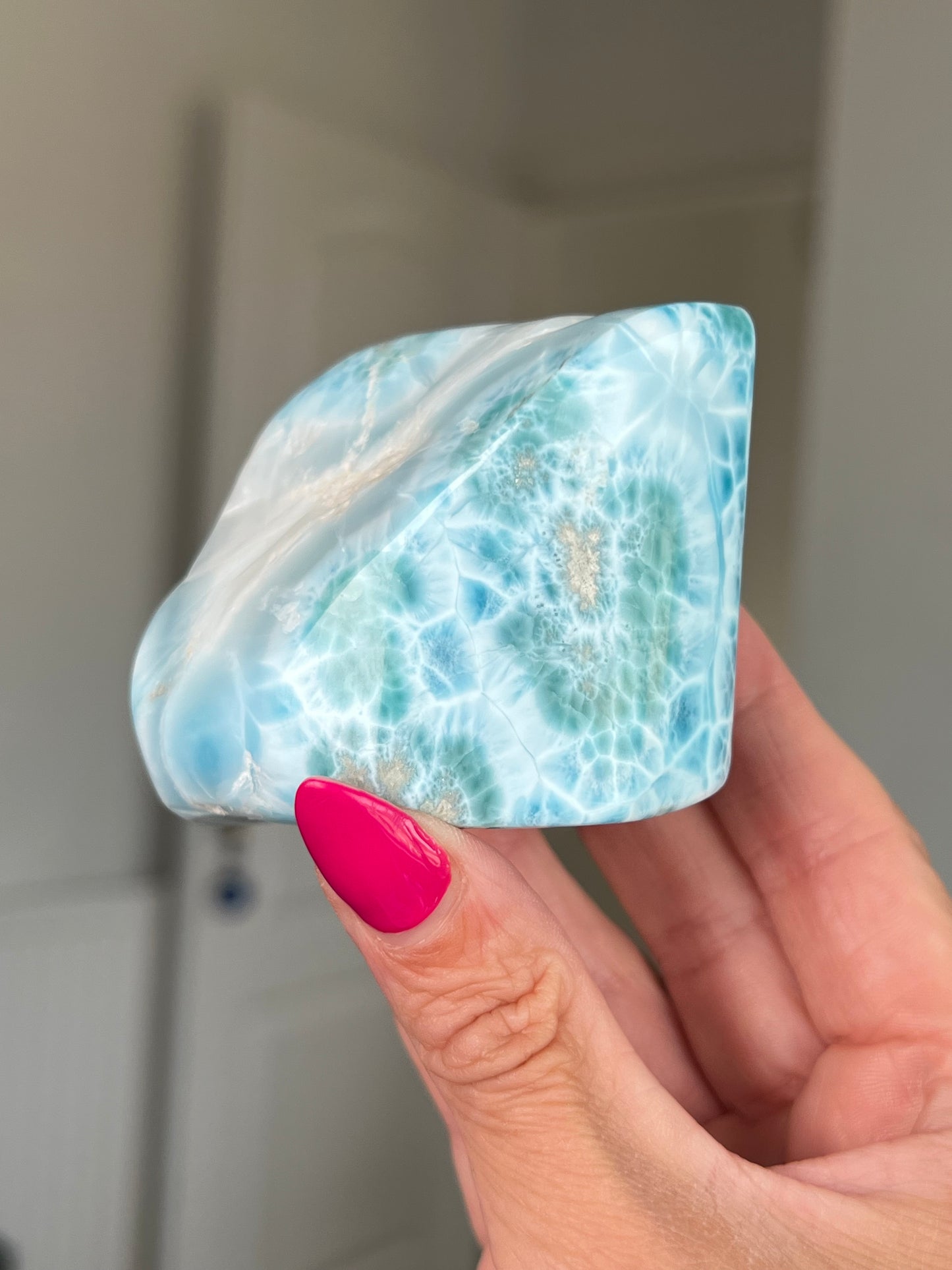 Larimar Core On Glass Stand