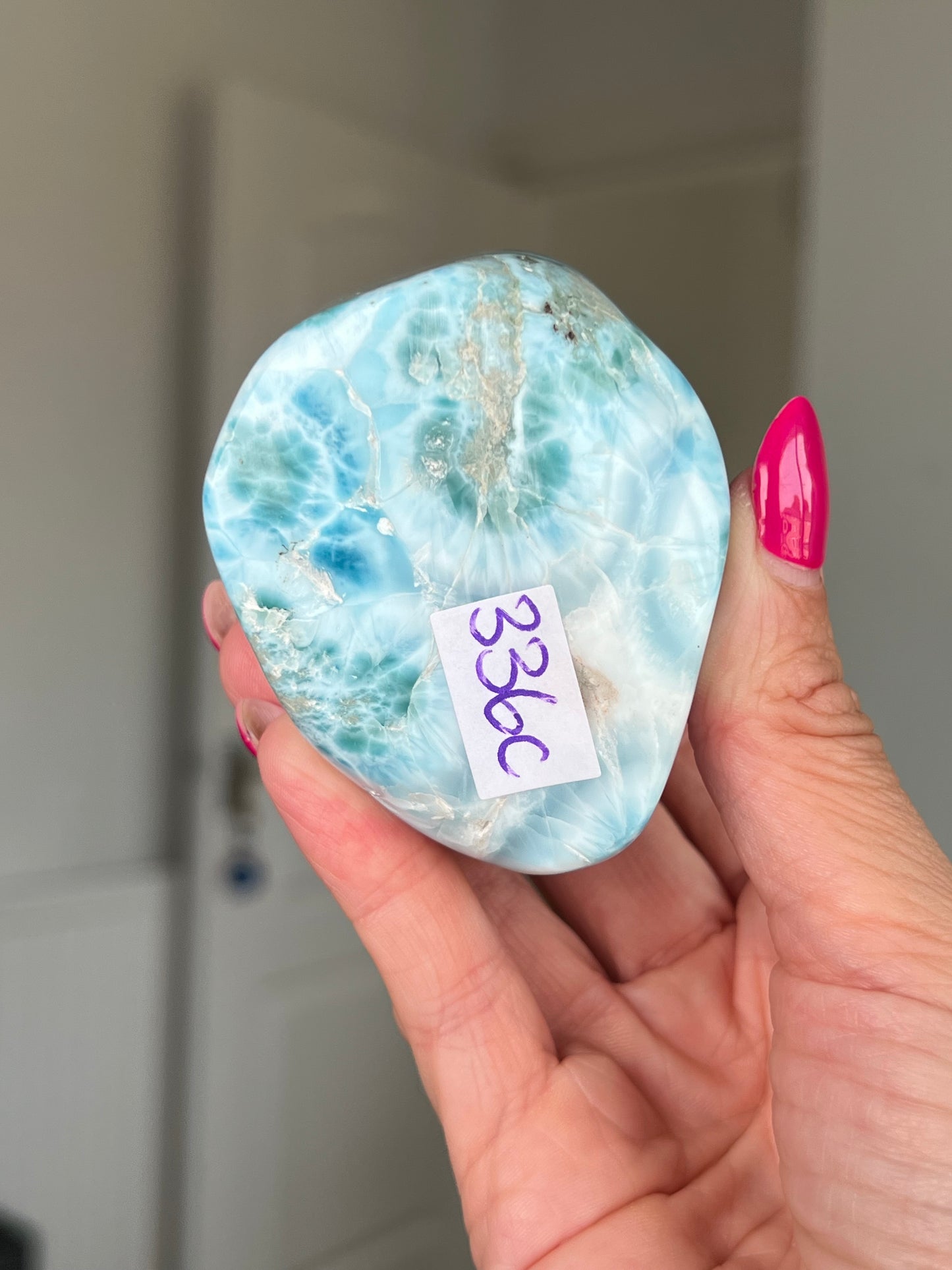 Larimar Core On Glass Stand