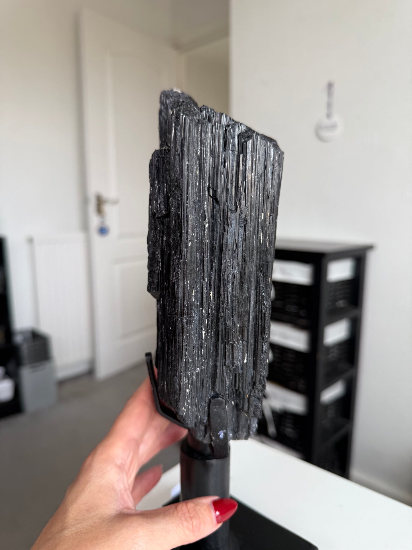 Black Tourmaline On Spinning Black Stand