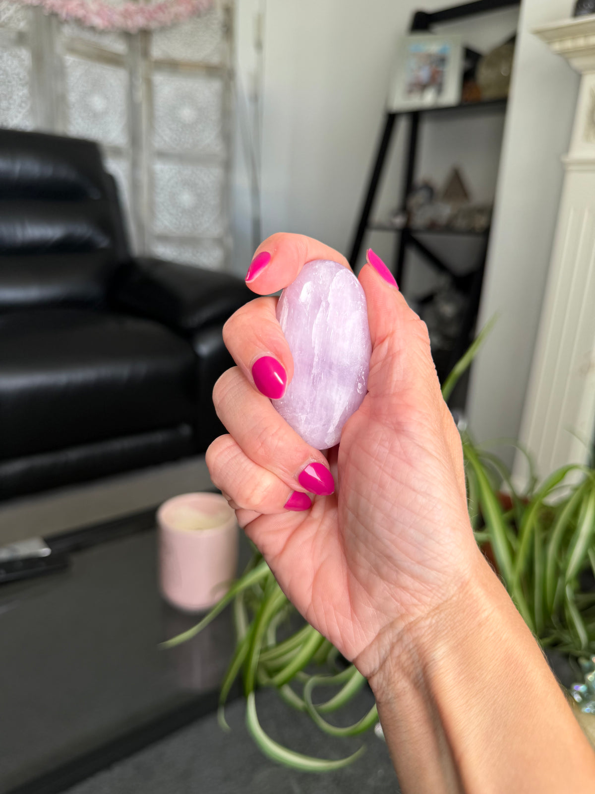 Kunzite Palm Stone