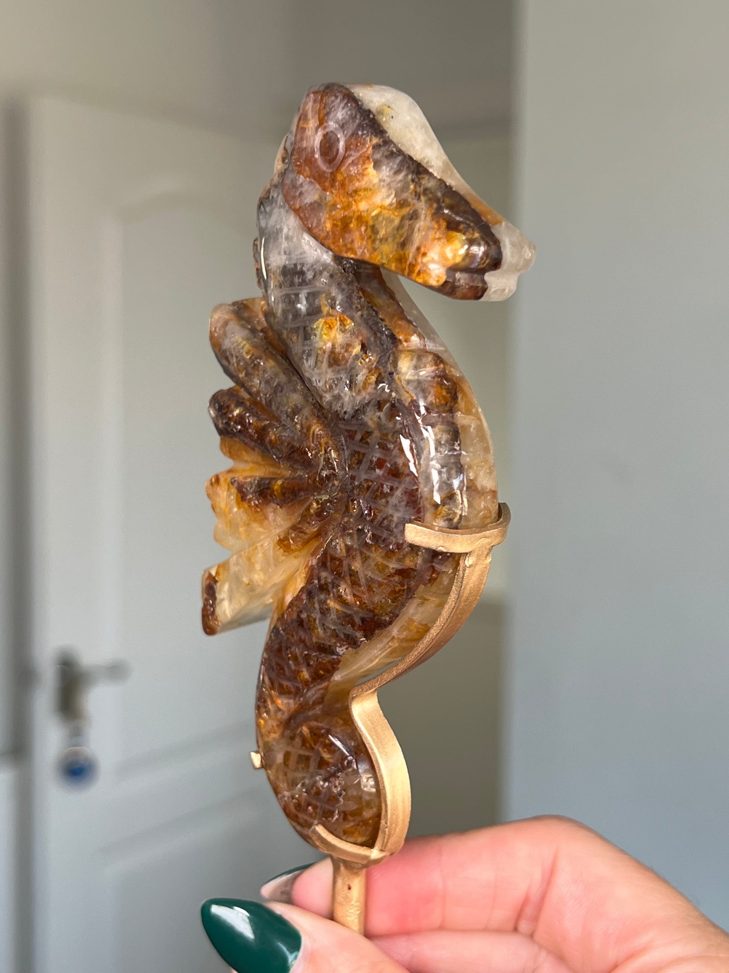 Golden Healer Seahorse On Gold Stand