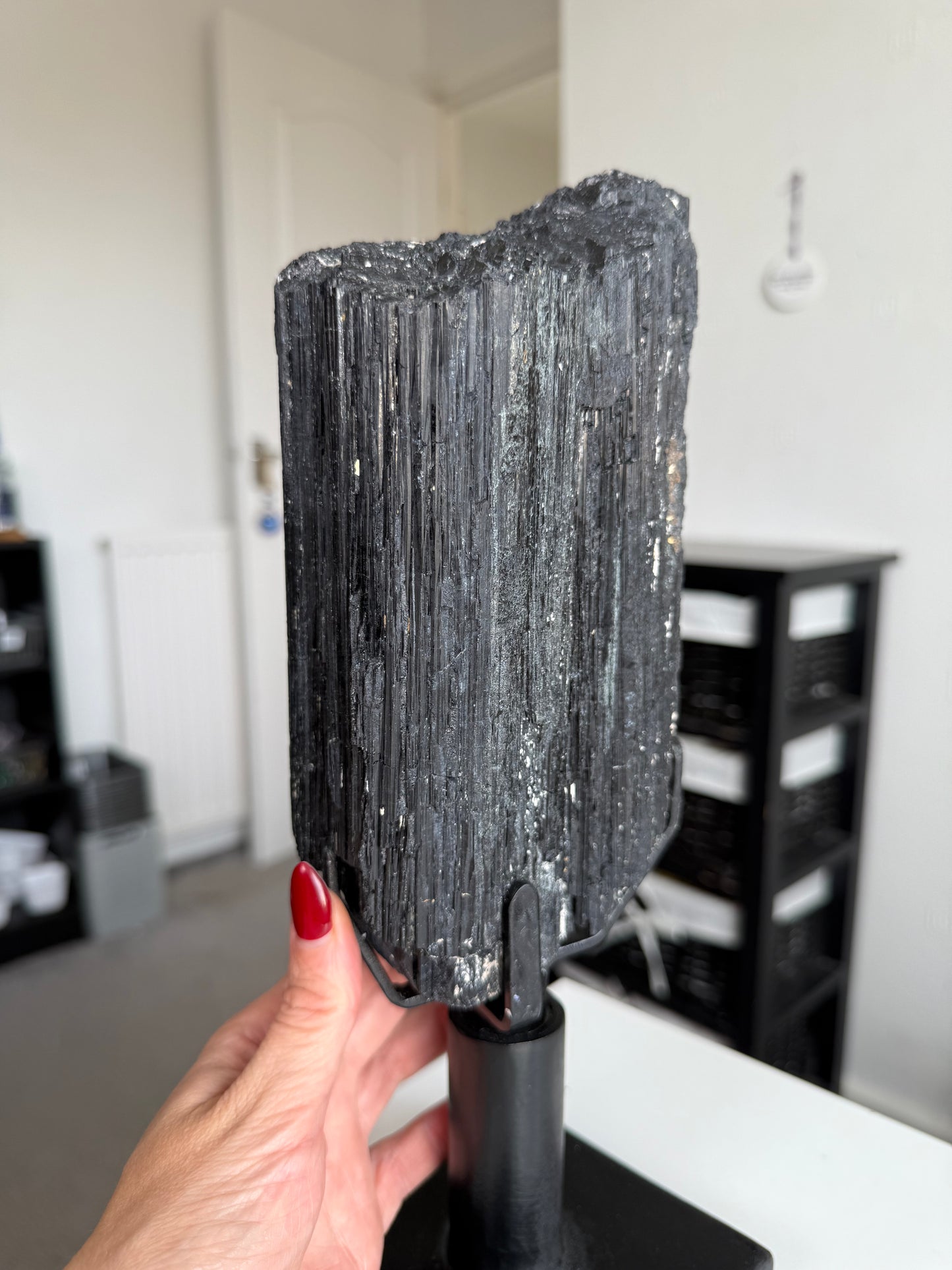 Black Tourmaline On Spinning Black Stand