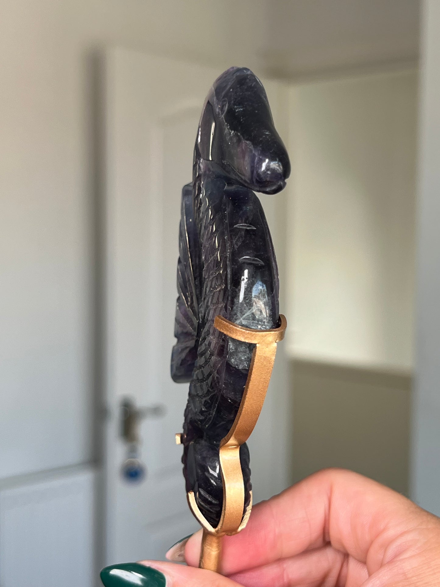 Fluorite Seahorse On Gold Stand