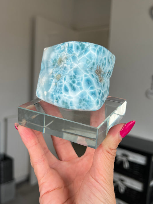 Larimar Core On Glass Stand