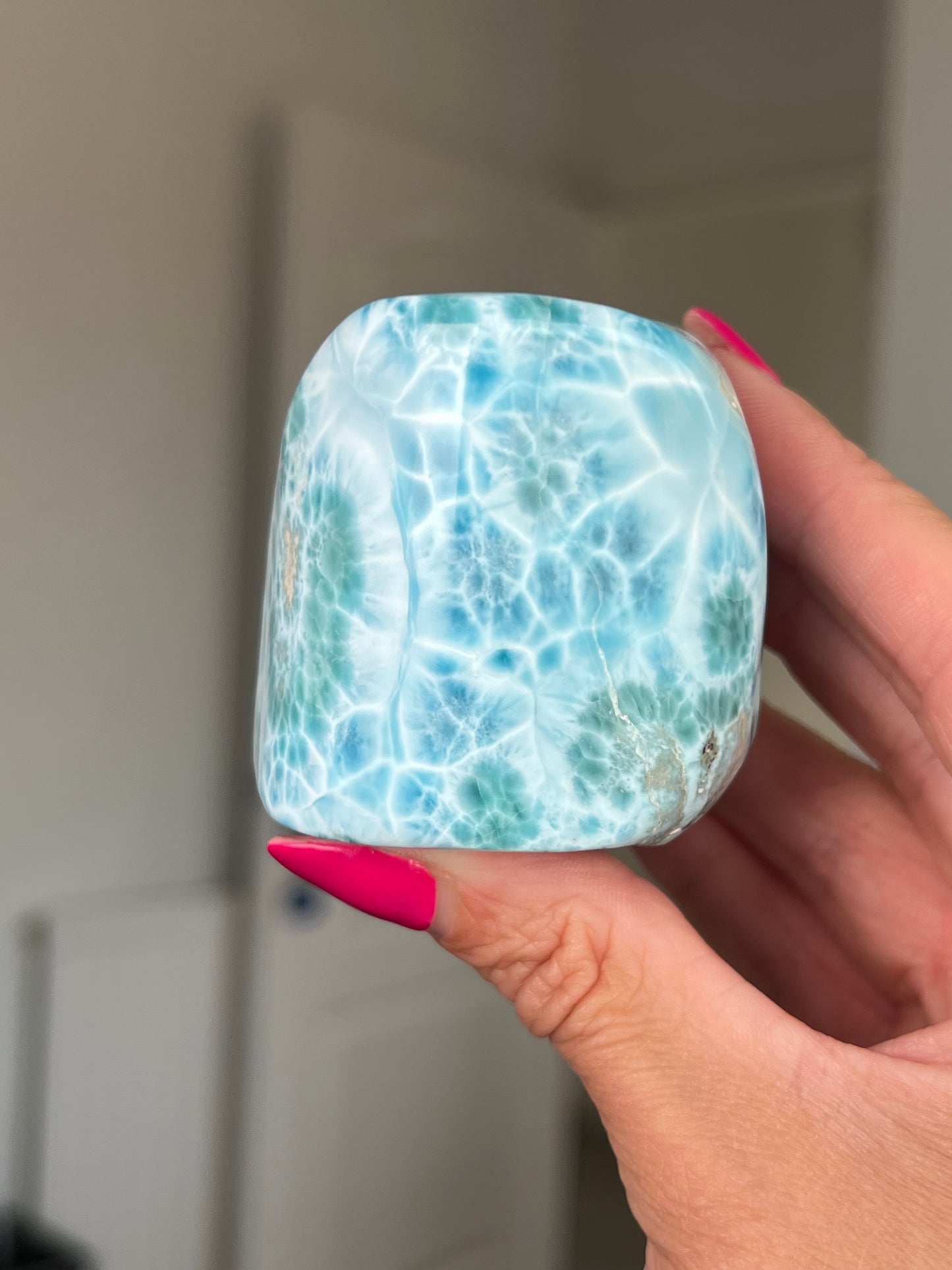 Larimar Core On Glass Stand