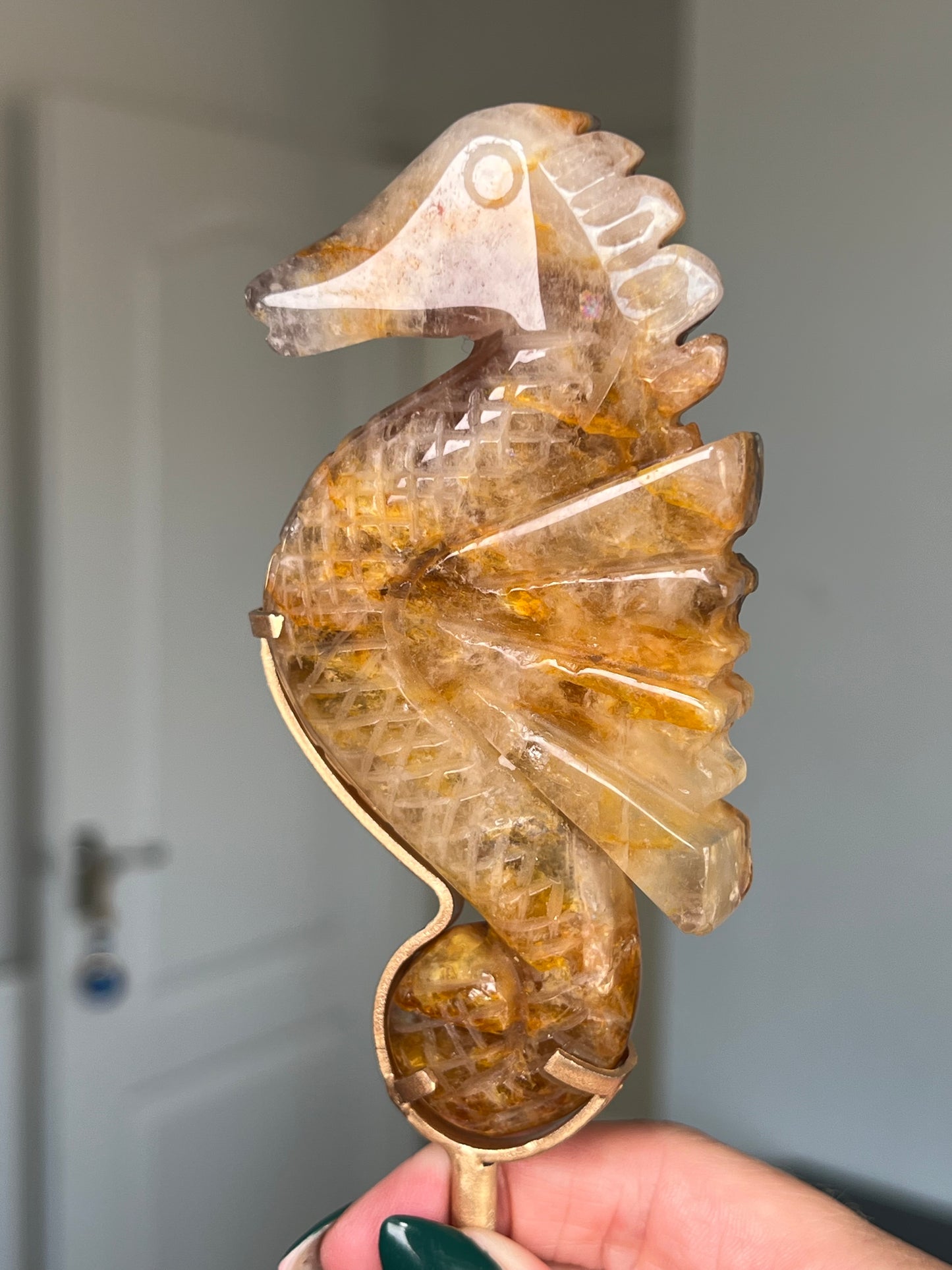 Golden Healer Seahorse On Gold Stand