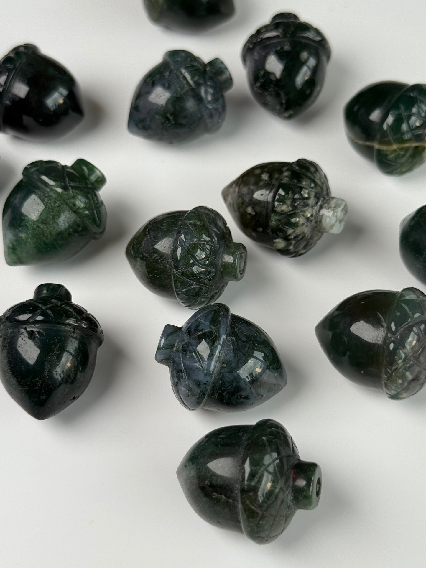 Moss Agate Acorns