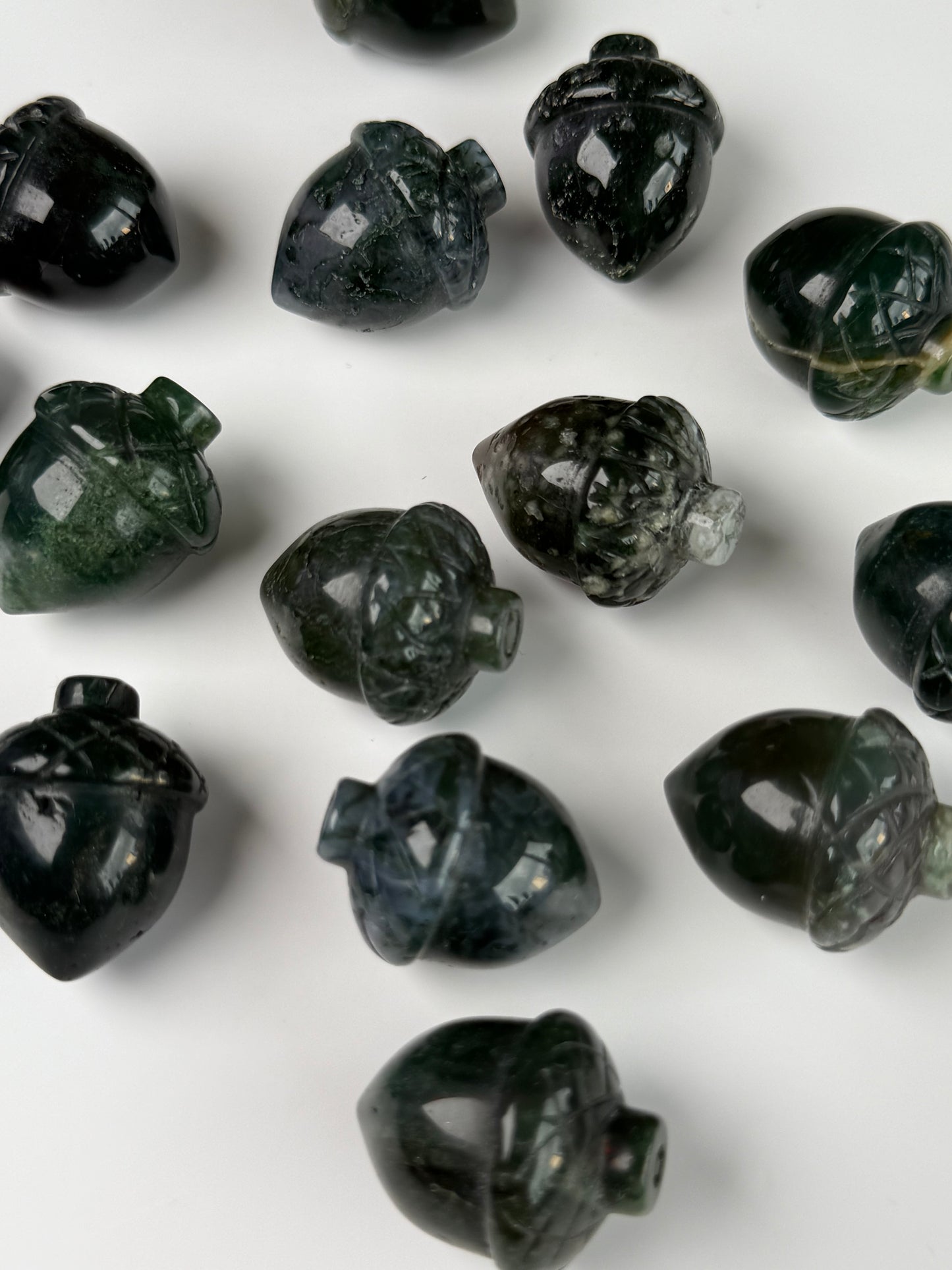 Moss Agate Acorns