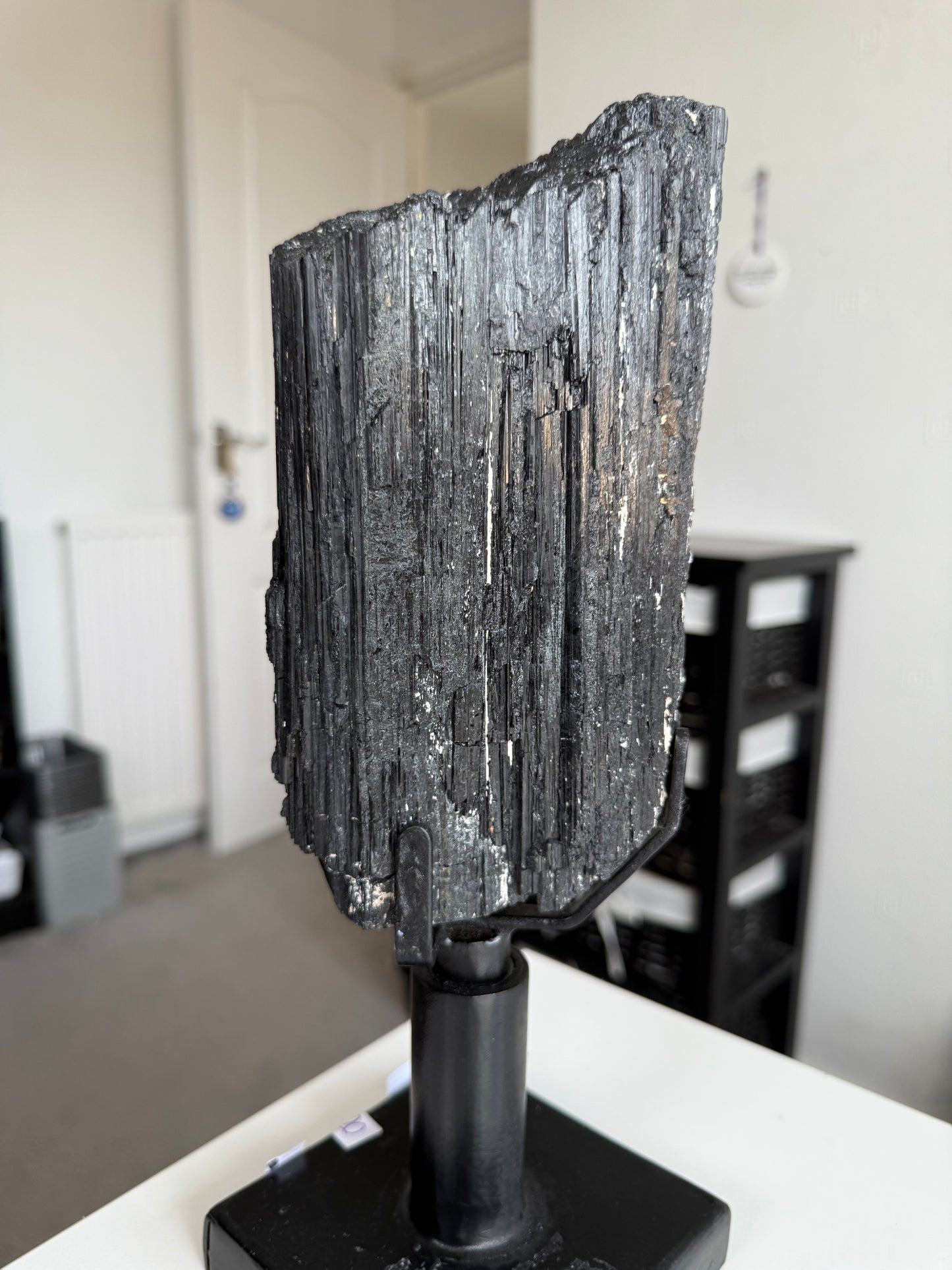 Black Tourmaline On Spinning Black Stand