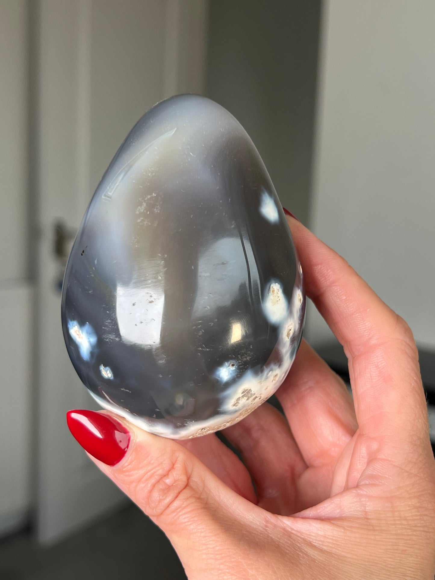 Orca Agate Egg With Stand
