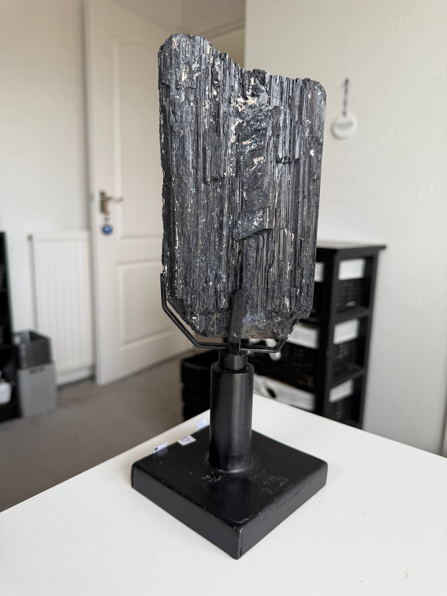 Black Tourmaline On Spinning Black Stand