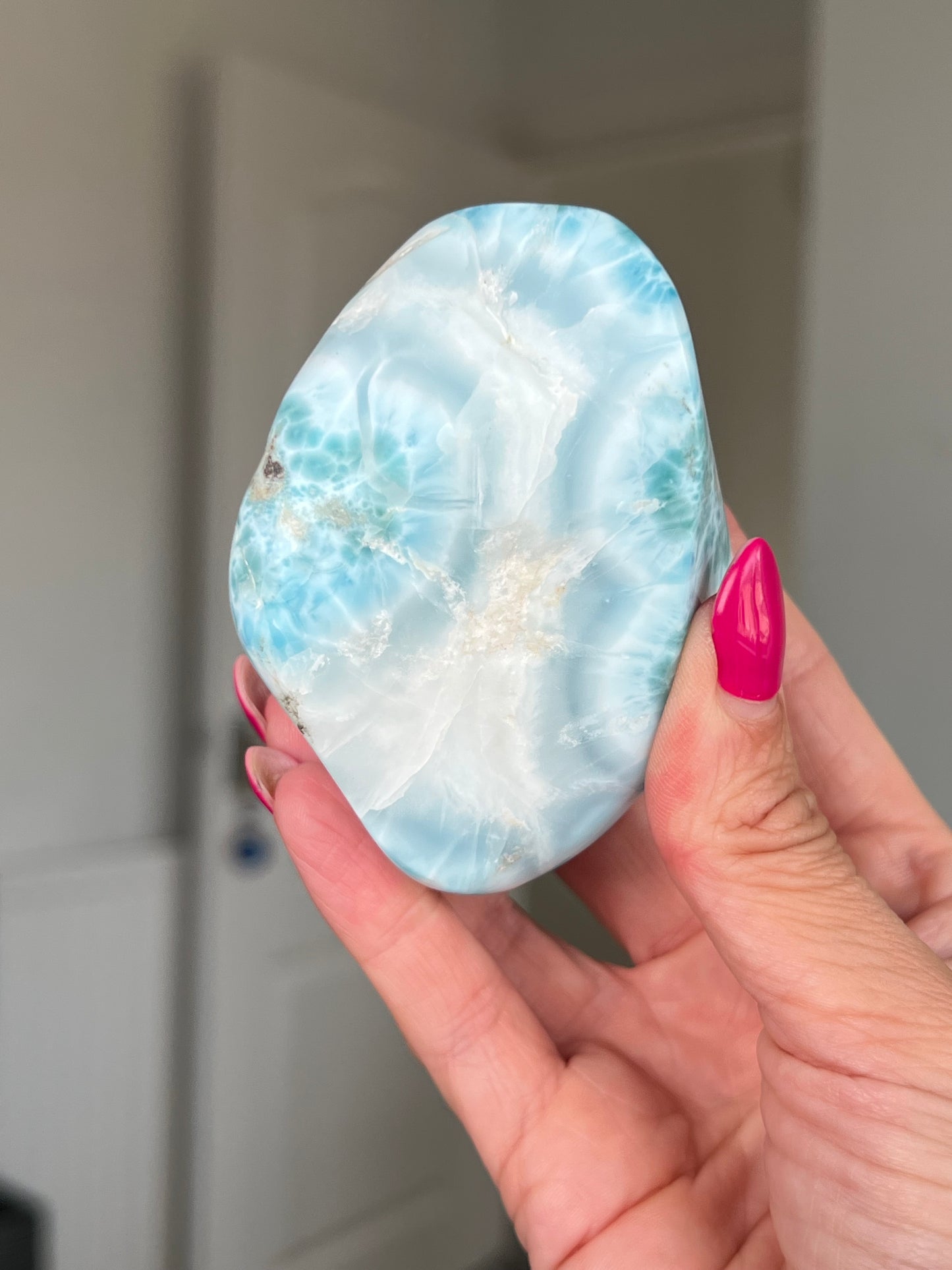 Larimar Core On Glass Stand