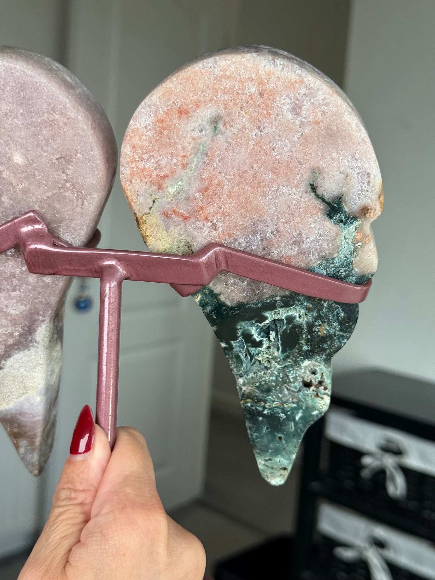 Pink Amethyst Wings On Rose Gold Stand