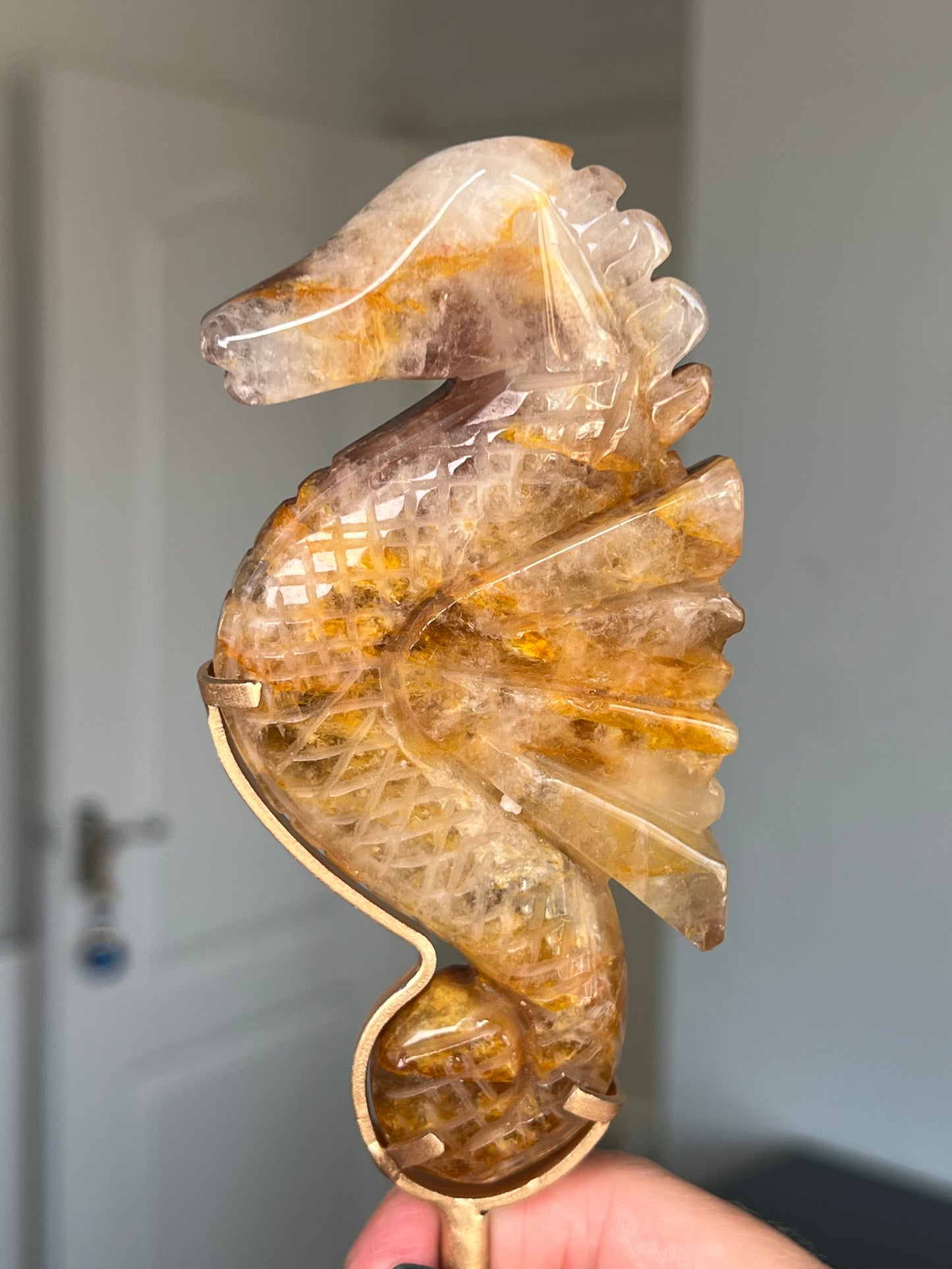 Golden Healer Seahorse On Gold Stand