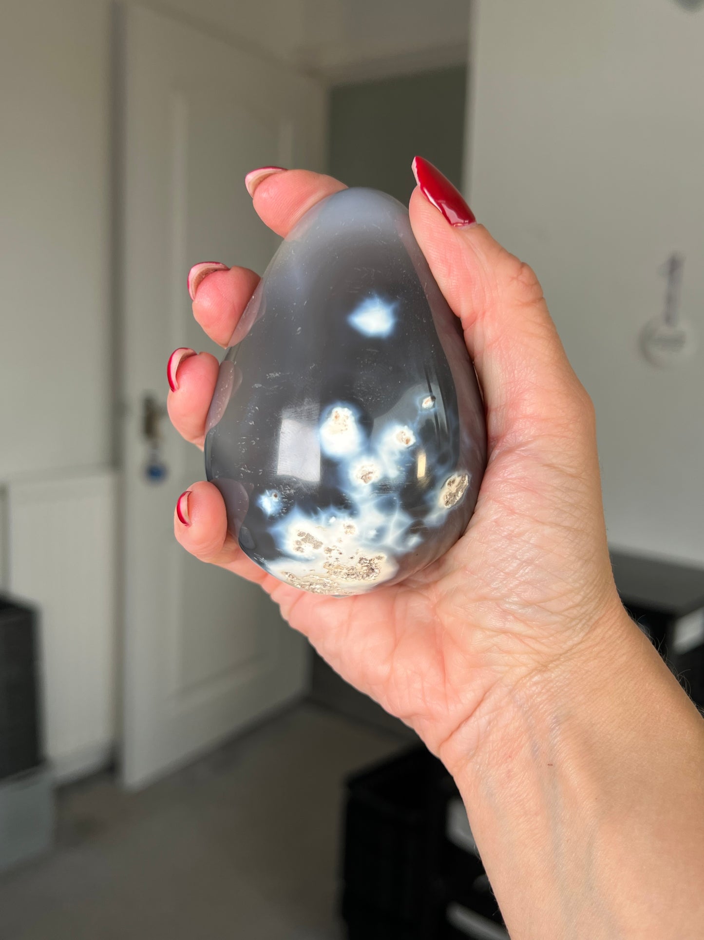 Orca Agate Egg With Stand