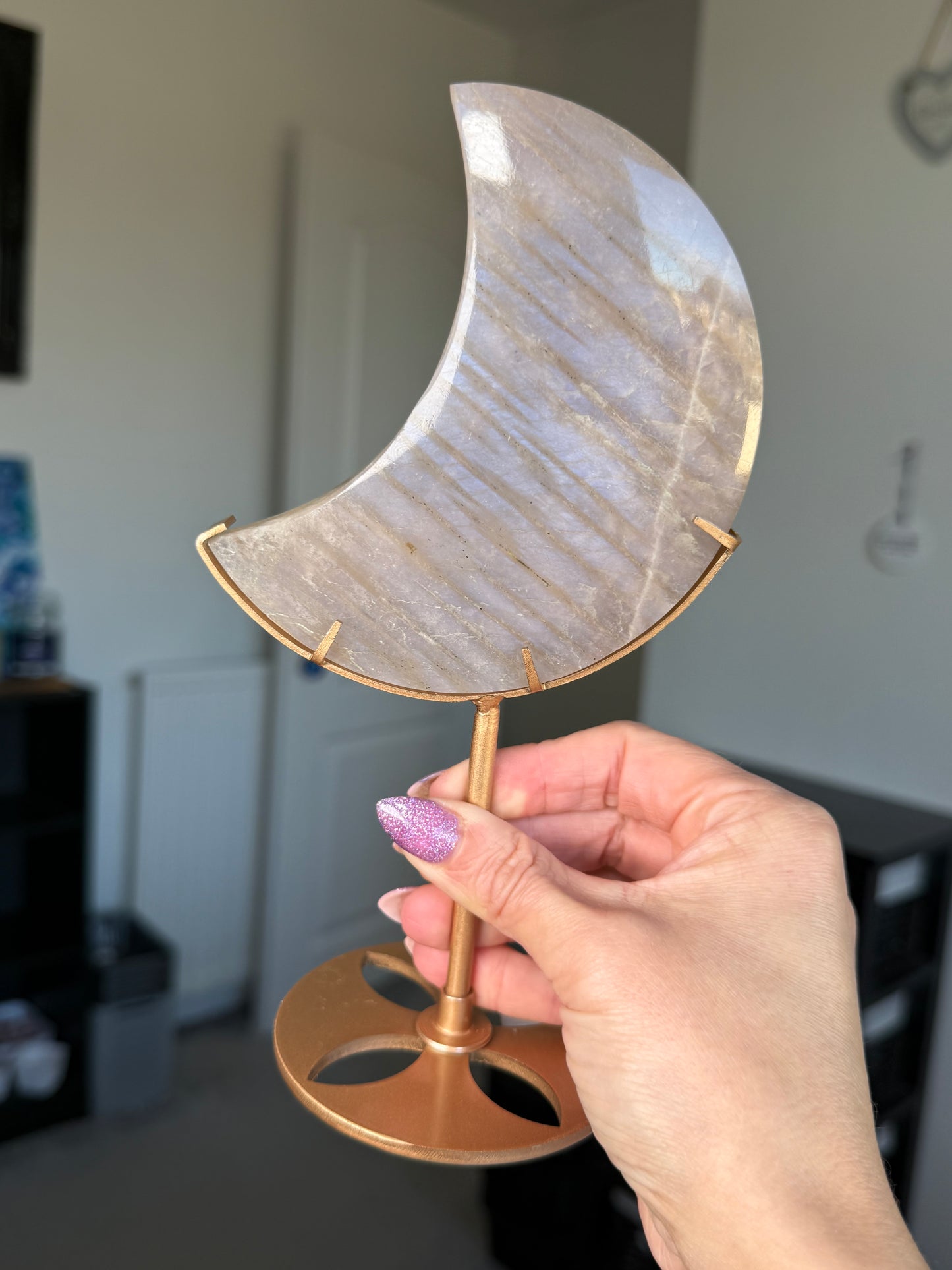 Moonstone Moon On Gold Stand