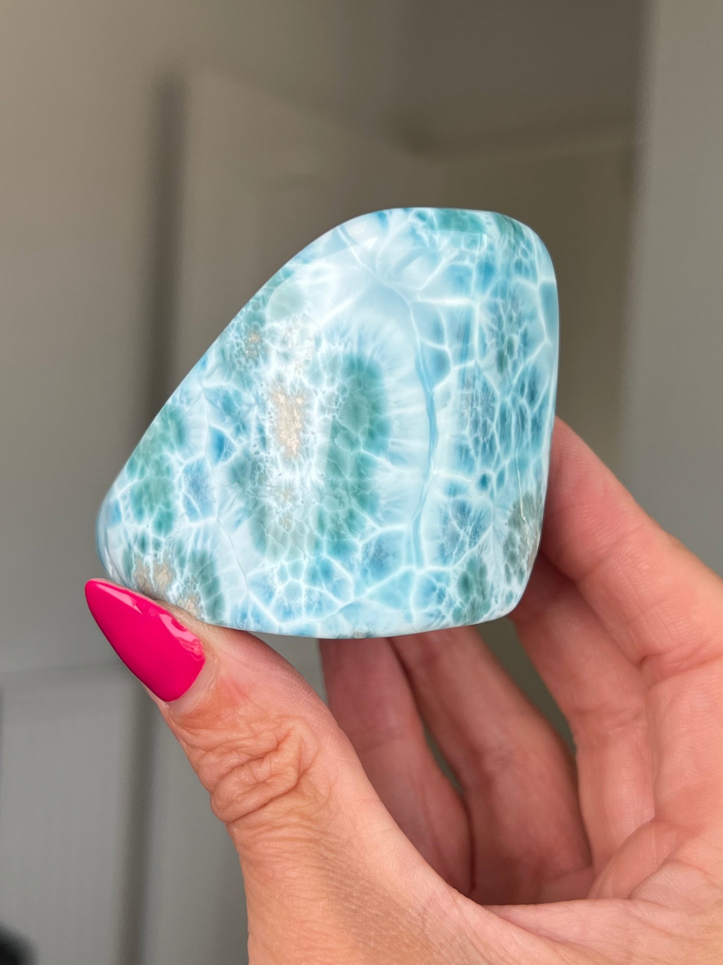 Larimar Core On Glass Stand