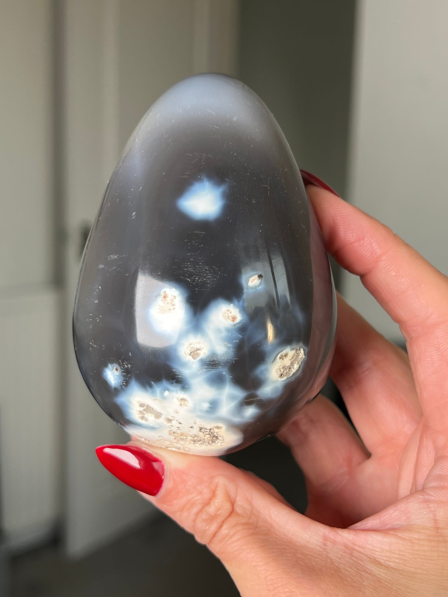 Orca Agate Egg With Stand