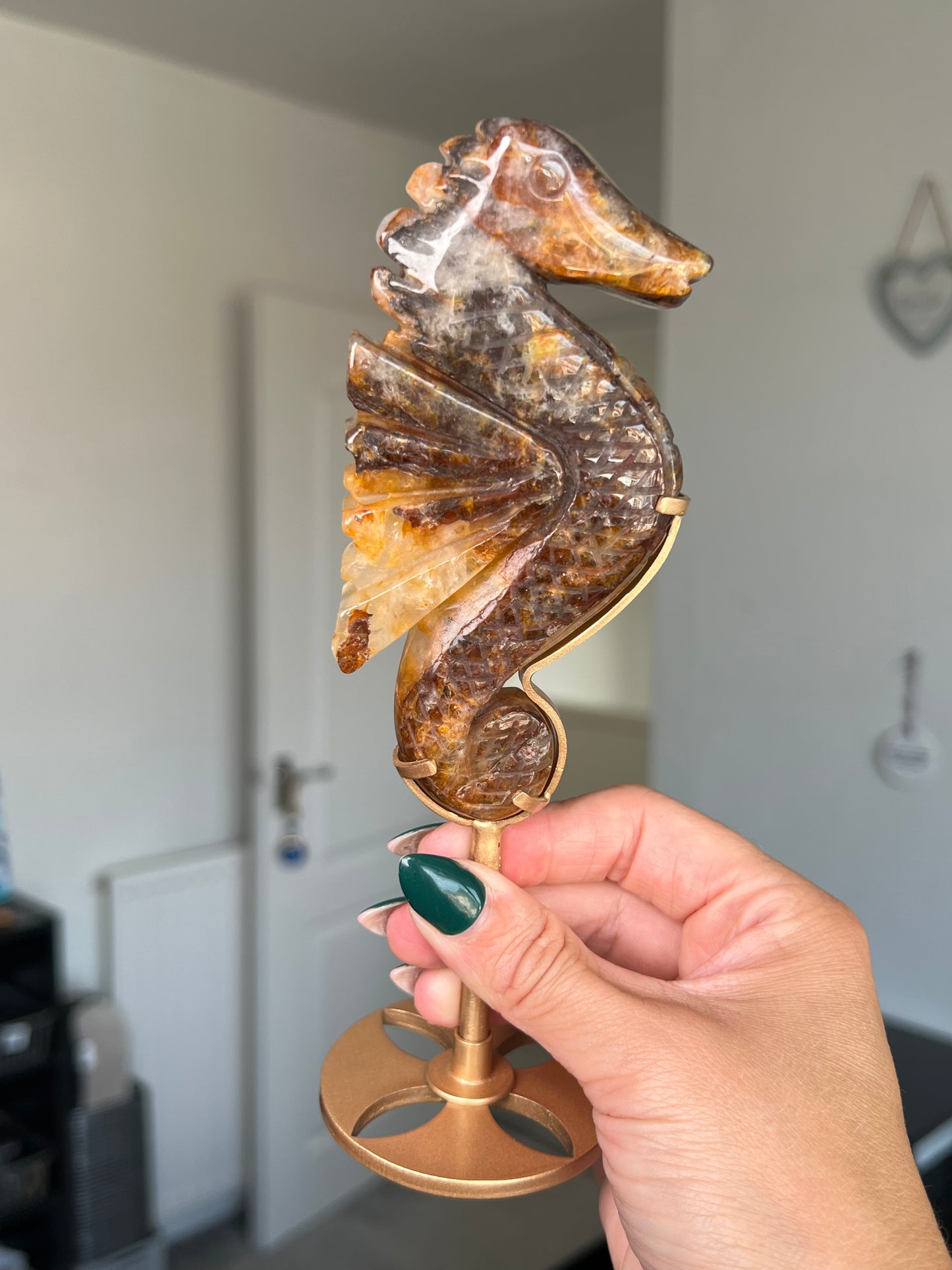 Golden Healer Seahorse On Gold Stand
