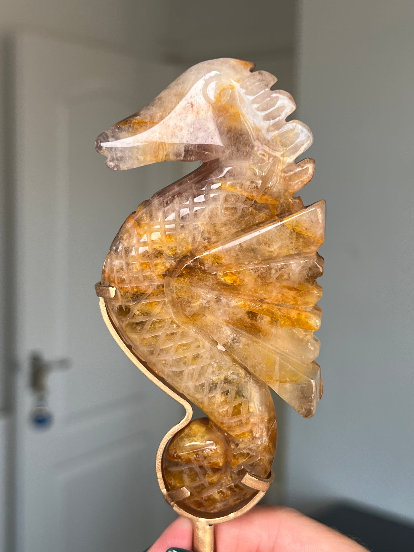 Golden Healer Seahorse On Gold Stand