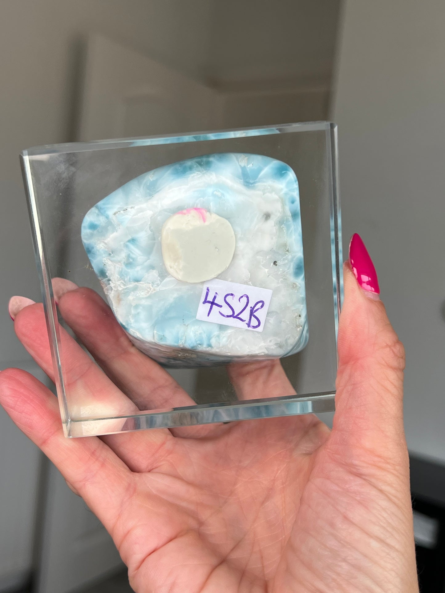 Larimar Core On Glass Stand