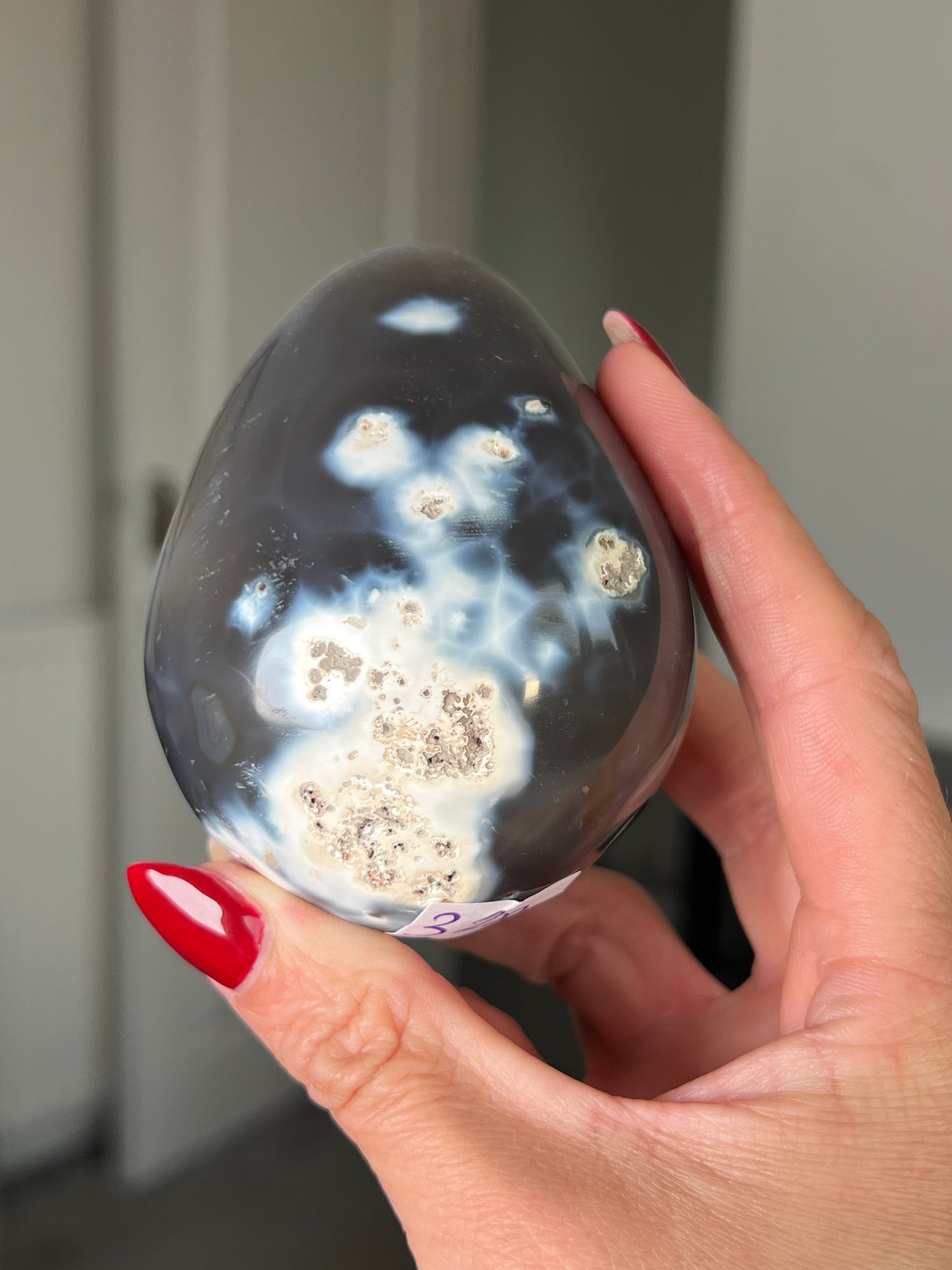 Orca Agate Egg With Stand