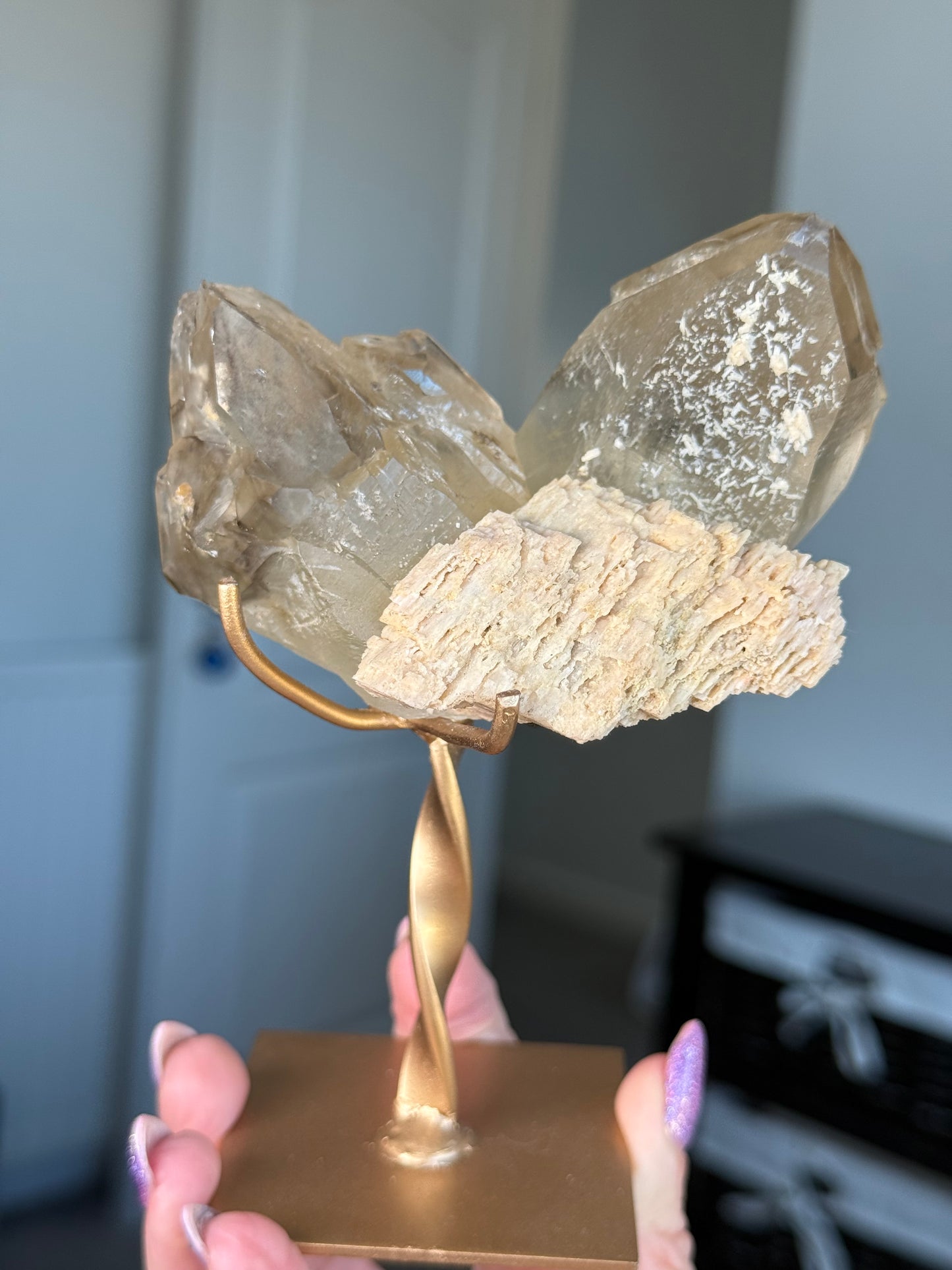 Natural Unpolished Citrine On Stand