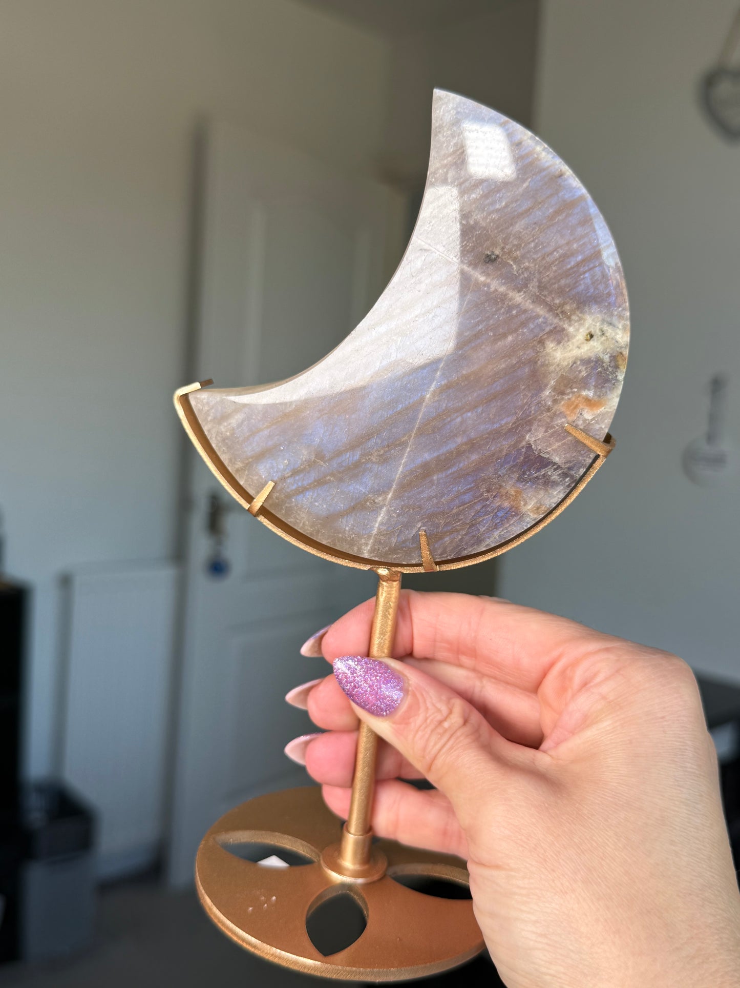 Moonstone Moon On Gold Stand