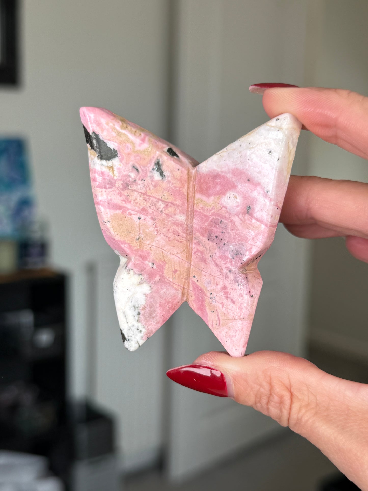 Peruvian Rhodonite Butterfly With Stand