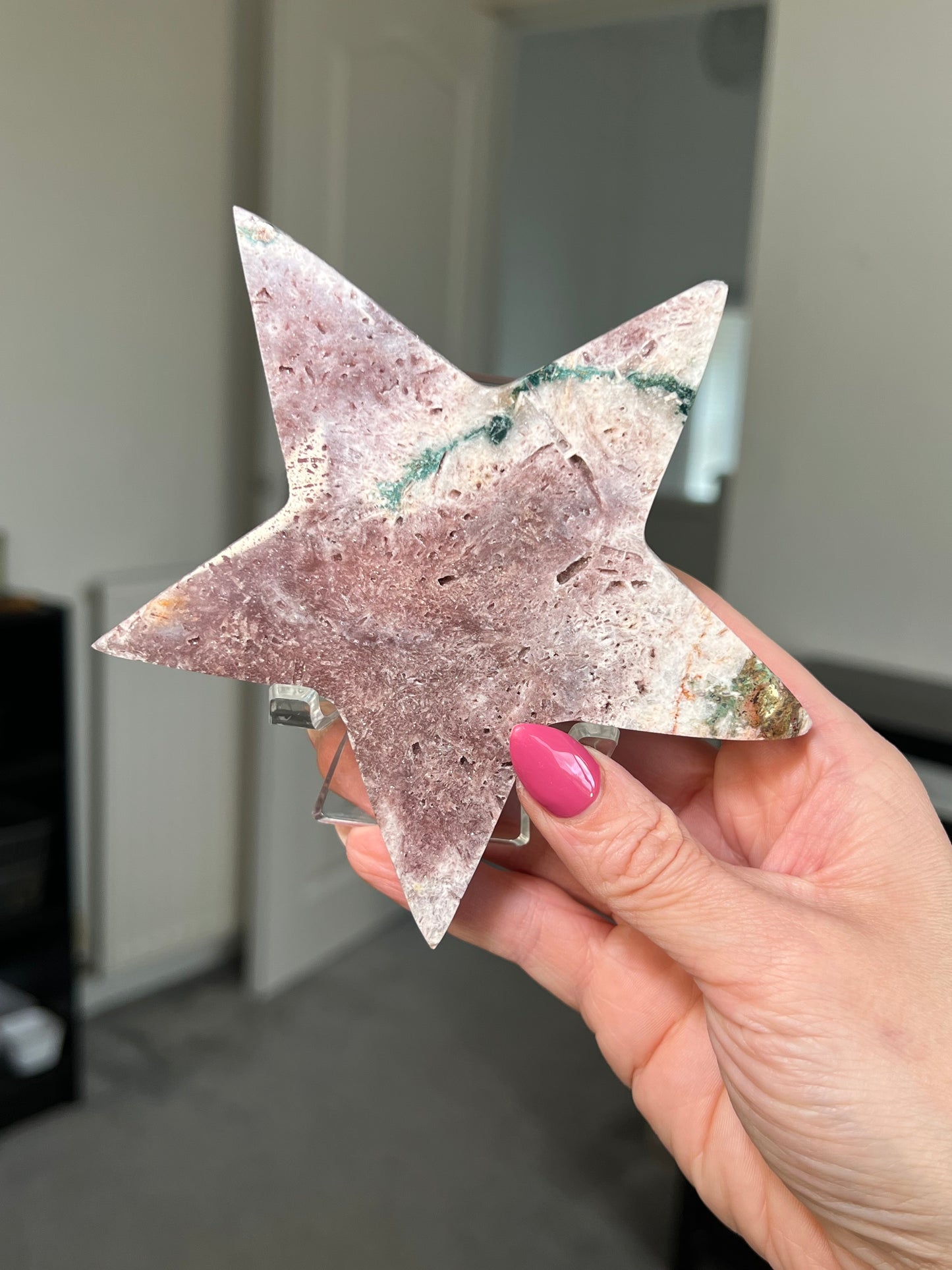 Pink Amethyst Star With Stand