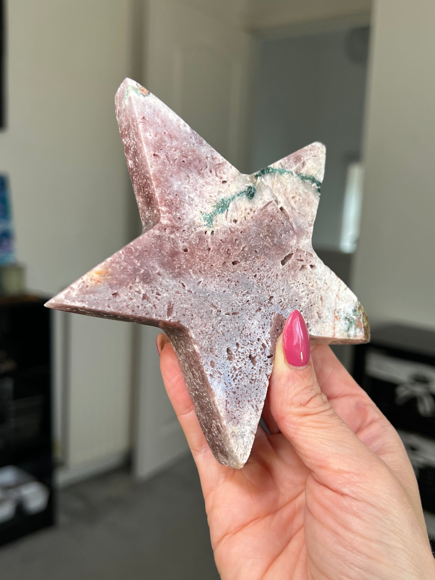 Pink Amethyst Star With Stand