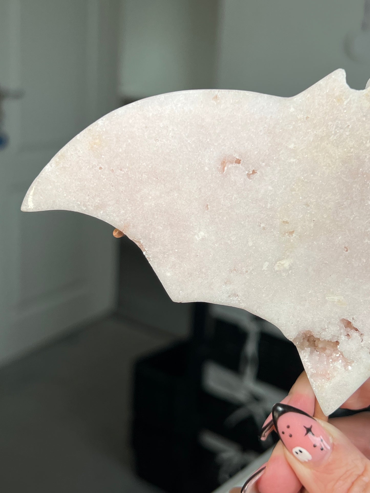 Pink Amethyst Bat On Custom Stand